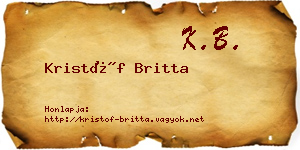 Kristóf Britta névjegykártya